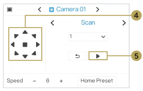 Setting the PTZ scan starting position