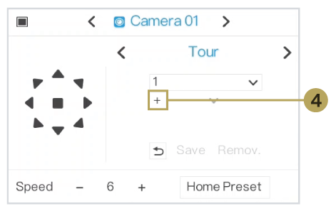 Click + tostart adding presets to the tour