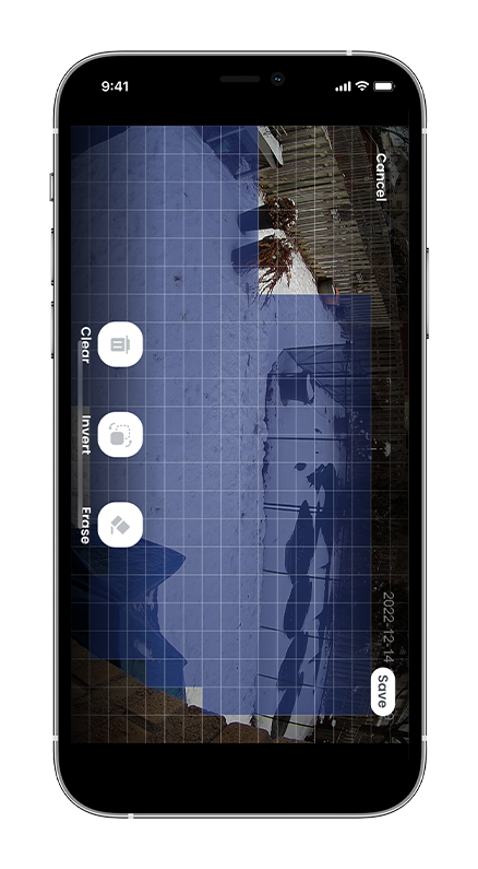 phone screen with motion zone settings