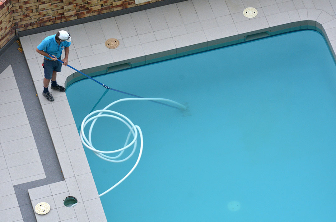 high angle pool security camera view at hotel