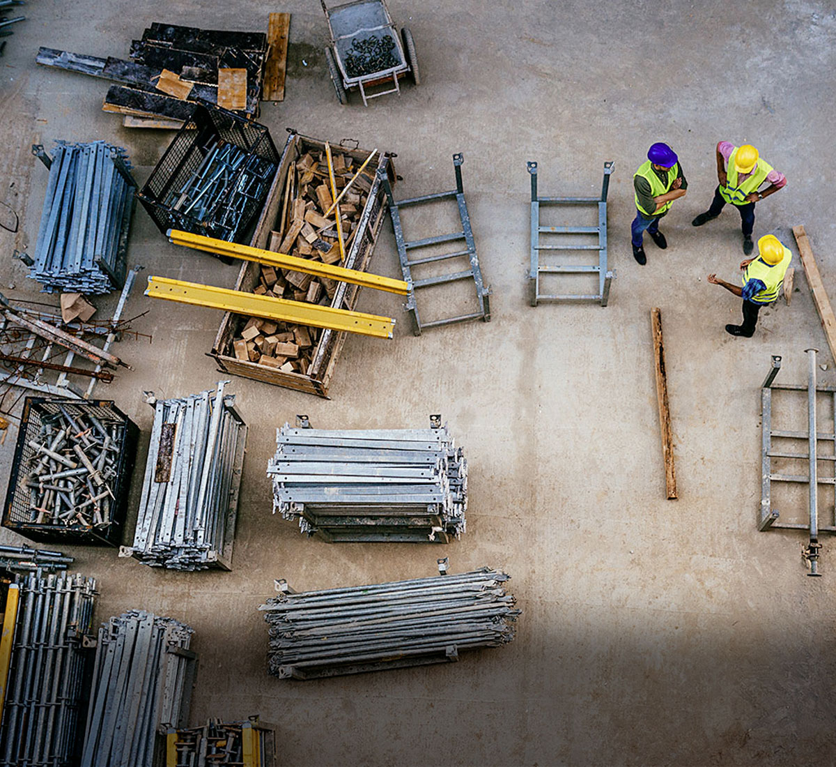 overhead picture of building construction site