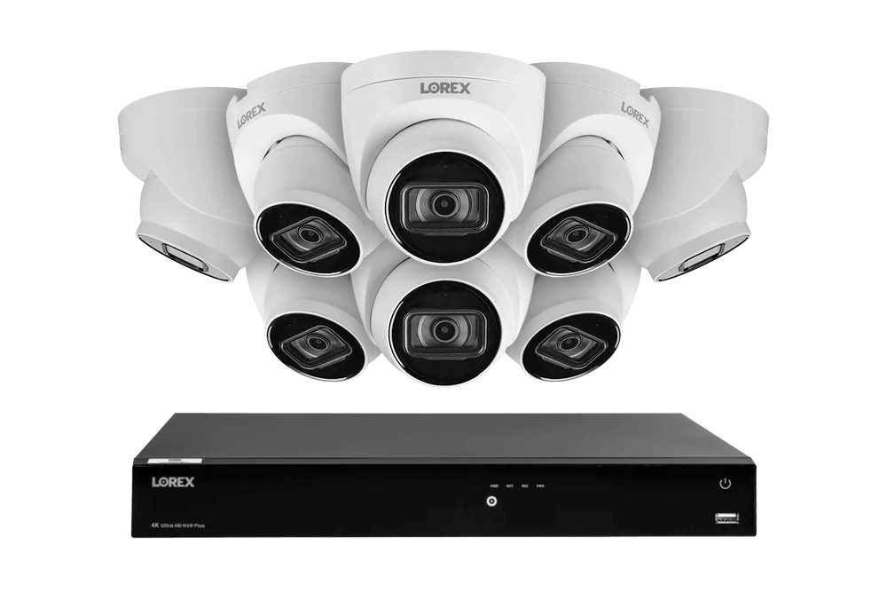 Lorex Fusion 4K (16 Camera Capable) 3TB Wired NVR System with IP Dome Cameras featuring Listen-In Audio