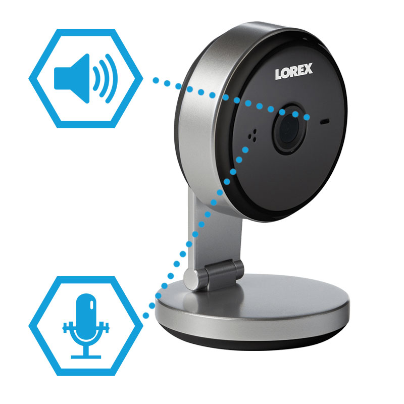 home camera with speaker and microphone for 2-way talk