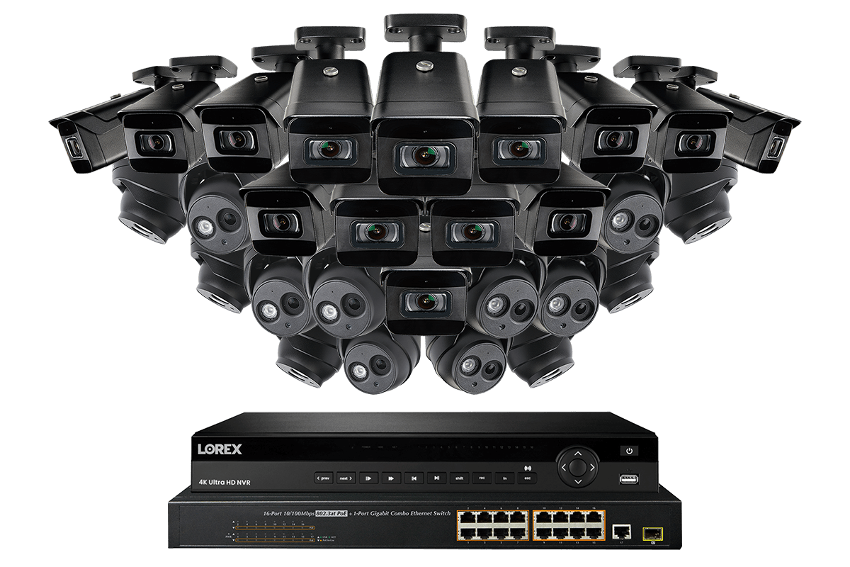 4K IP Security Camera System with 28 Outdoor Cameras