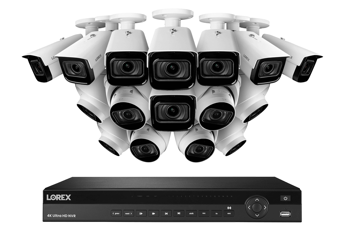 4KHDIP1688WNV-2 4K Nocturnal IP NVR System with 16-channel NVR, Four Audio Dome and Four Bullet 4K Smart IP Motorized Zoom Security Cameras, Real-Time 30FPS Recording and Smart Motion Detection