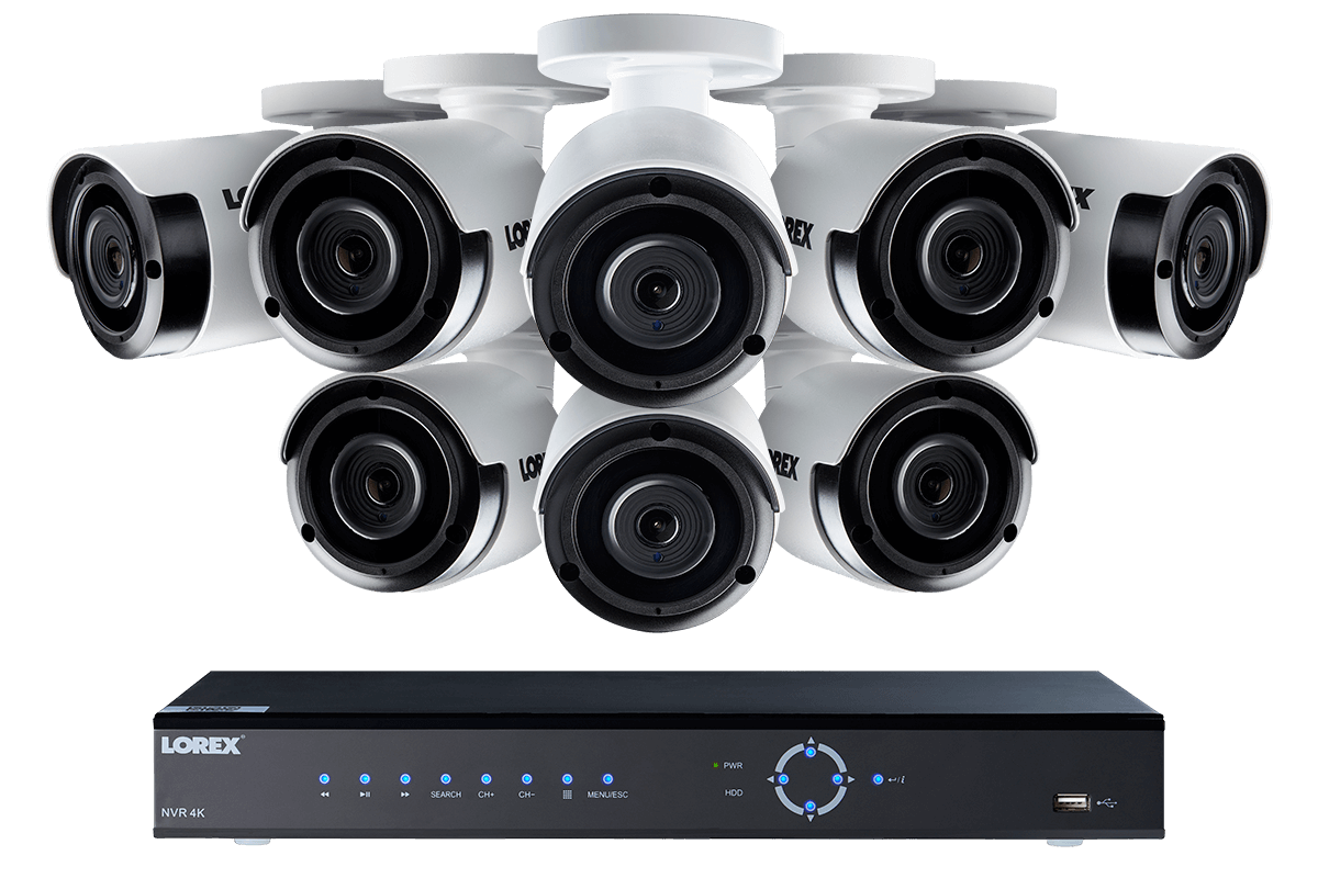 4K Ultra HD IP NVR security camera system with 2K (4MP) IP cameras, 130FT night vision
