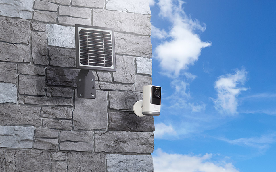 wire-free security camera with solar panel