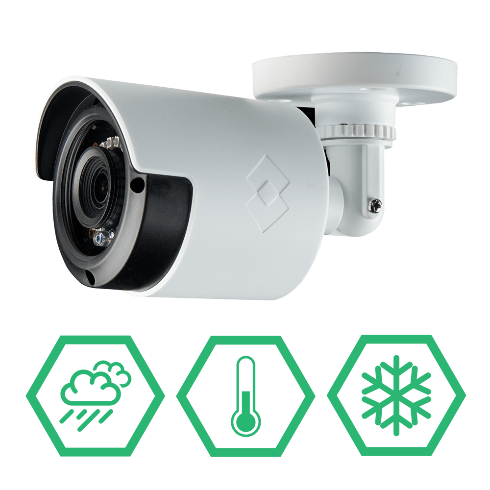 IP66 weatherproof security cameras with lightweight and durable polycarbonate housings