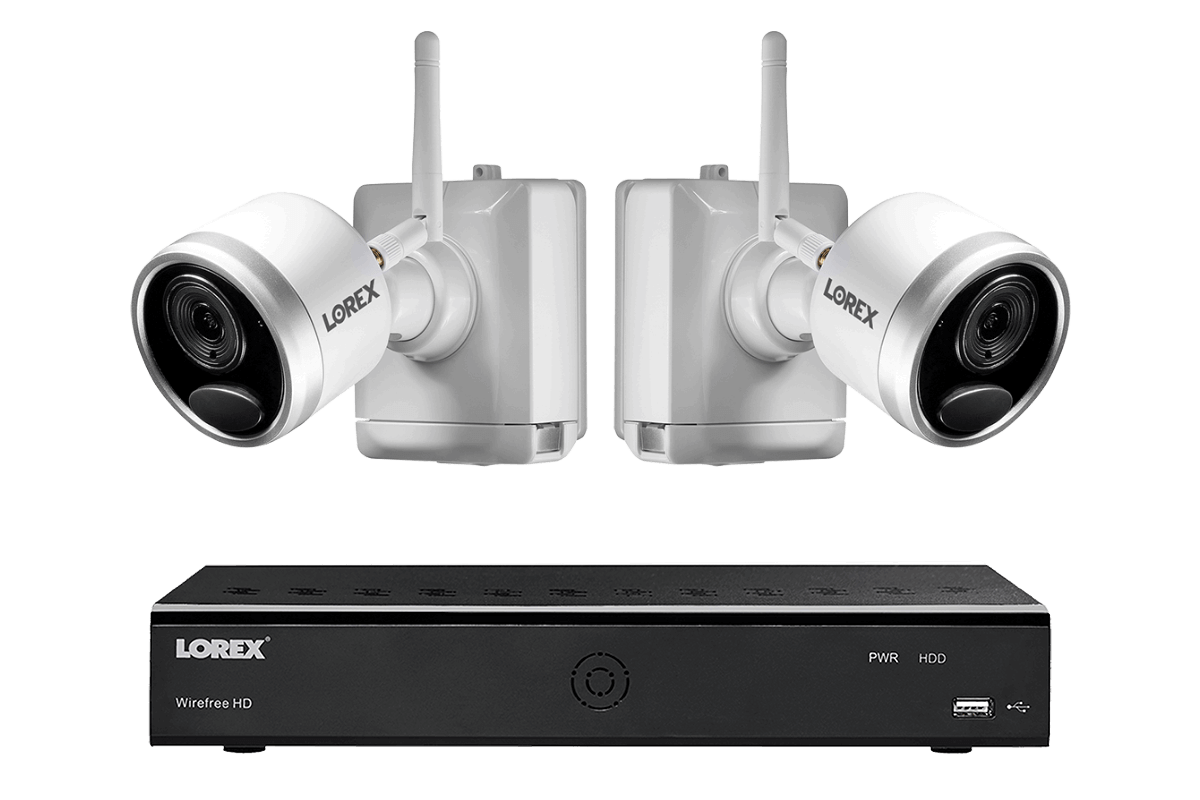 white wire-free security camera system
